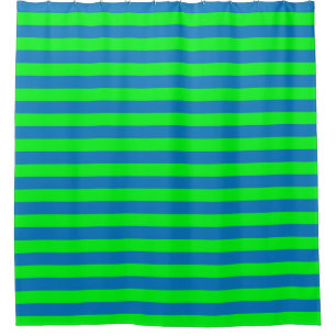 Cortina De Ducha Diseño de franjas azules y verdes
