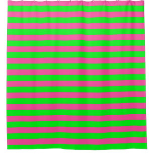 Cortina De Ducha Diseño de franjas rosadas y verdes