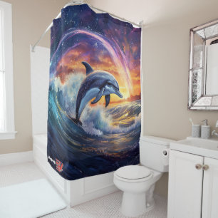 Cortina De Ducha Diseño de galaxia Dolphin Surfs por Rich AMeN Gill