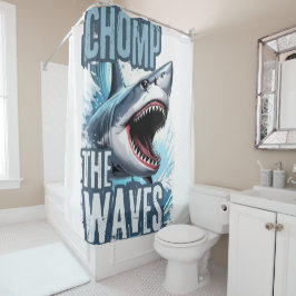 Cortina De Ducha Diseño de la calle Gray and Navy Shark Teeth Graff