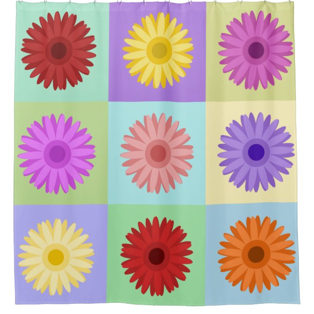 Cortina De Ducha Diseño de la margarita del Gerbera 3x3 (Anverso)