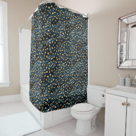 Cortina De Ducha Diseño de la serie Leopardo azul y dorado 1
