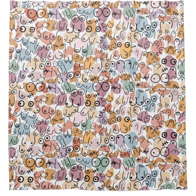 Cortina De Ducha diseño de mamas pastel (Anverso)