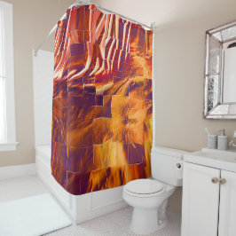 Cortina De Ducha Diseño de mosaico abstracto de aceite de naranja r