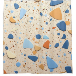 Cortina De Ducha Diseño de mosaico Terrazzo: Elegancia vibrante