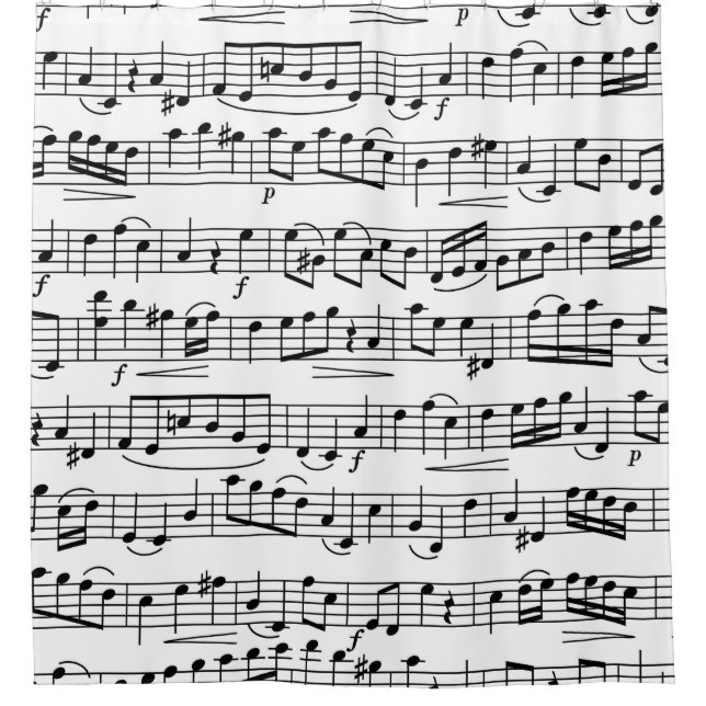 Cortina De Ducha Diseño de notas de música (Anverso)