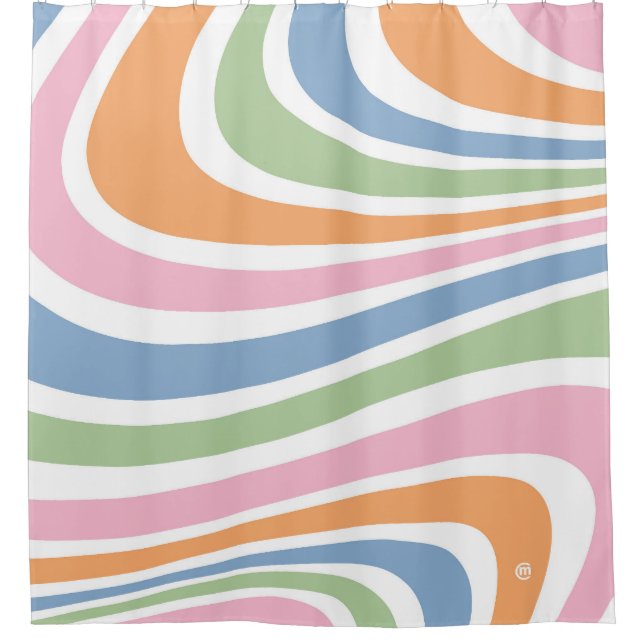 Cortina De Ducha Diseño de ondas retro (Anverso)