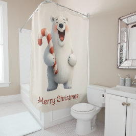 Cortina De Ducha Diseño de oso polar lindo de Feliz Navidad