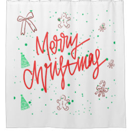 Cortina De Ducha Diseño de pan de jengibre de Feliz Navidad.