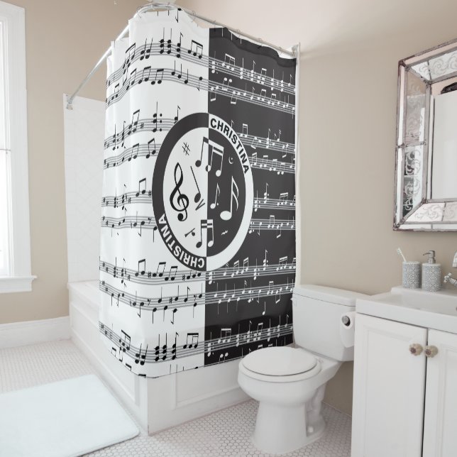 Cortina De Ducha Diseño de partituras de música personalizado (In situ)