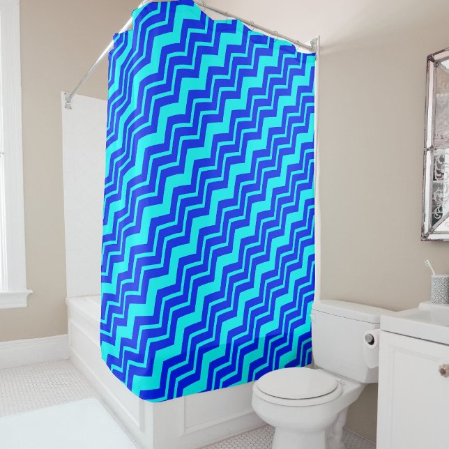 Cortina De Ducha Diseño de patrón de zag azul Zig Chevron (Subido por el creador)