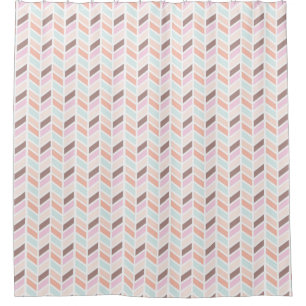 Cortina De Ducha Diseño de patrones de faldón rosa, malva y aleta a