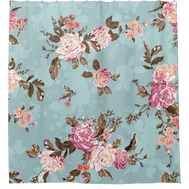 Cortina De Ducha diseño de patrones de flores ilustraciones textile (Anverso)