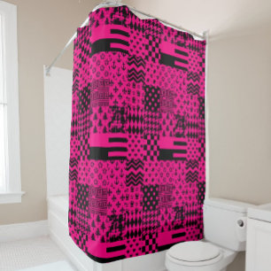 Cortina De Ducha Diseño de patrones mixtos rosados negros