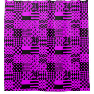 Cortina De Ducha Diseño de patrones púrpura negro mixto
