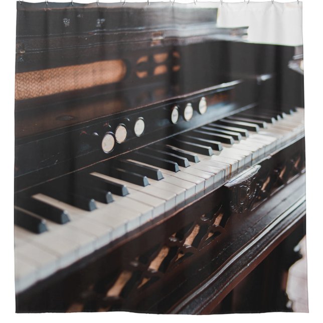 Cortina De Ducha Diseño de piano cuto (Anverso)