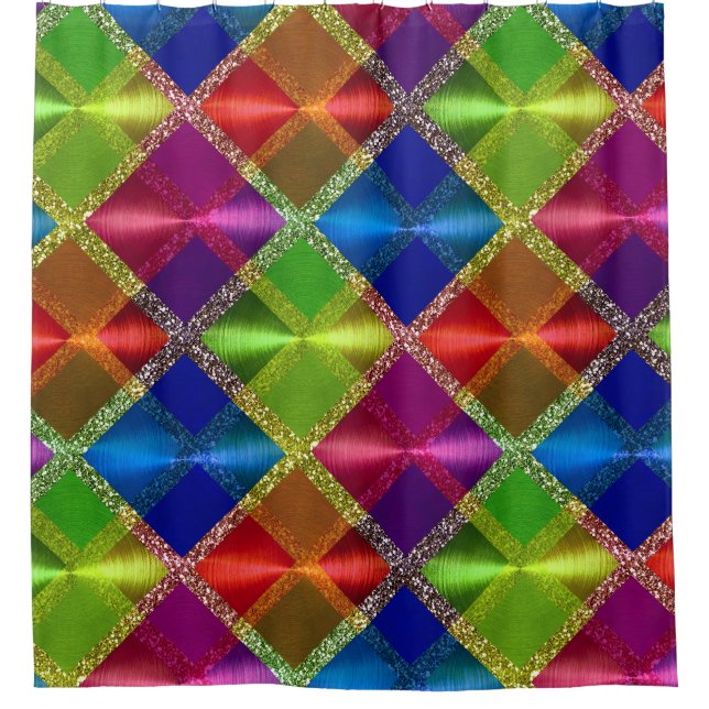 Cortina De Ducha Diseño de placa de Purpurina verde azul (Anverso)