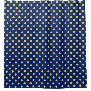 Cortina De Ducha Diseño de puntos de polka amarillo azul