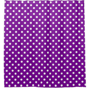 Cortina De Ducha Diseño de puntos de polka blanco morado