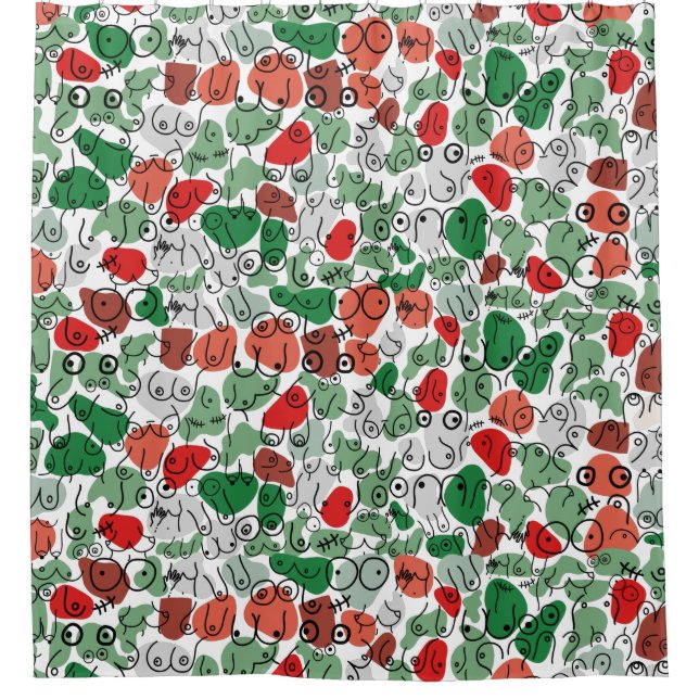 Cortina De Ducha diseño de senos verdes (Anverso)