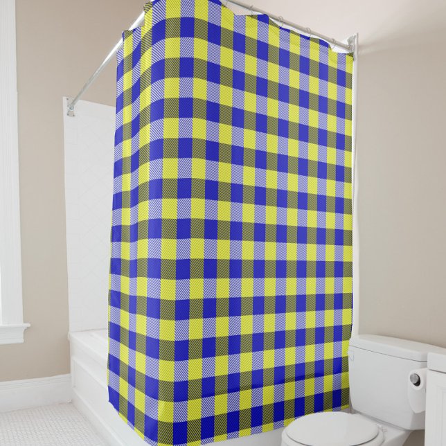 Cortina De Ducha Diseño del cheque de Gingham amarillo azul (Subido por el creador)
