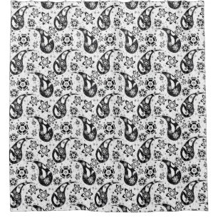 Cortina De Ducha Diseño del patrón Paisley floral blanca