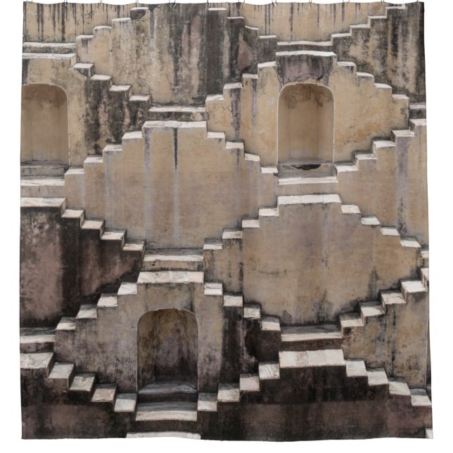 Cortina De Ducha Diseño del templo marrón (Anverso)