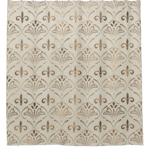 Cortina De Ducha Diseño elegante Fleur-de-lis - dorado pastel