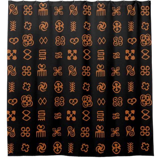 Cortina De Ducha Diseño étnico de símbolos africanos Adinkra (Anverso)