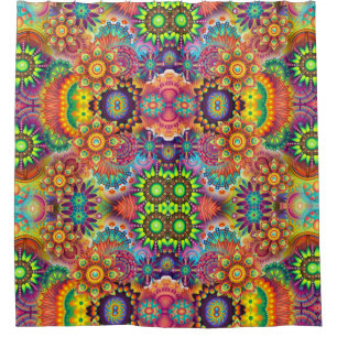 Cortina De Ducha Diseño floral colorido Bouquet Mandala