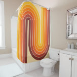 Cortina De Ducha Diseño geométrico de estilo retro vintage<br><div class="desc">Diseño geométrico retro de estilo vintage en Naranja marrón y amarillo.</div>