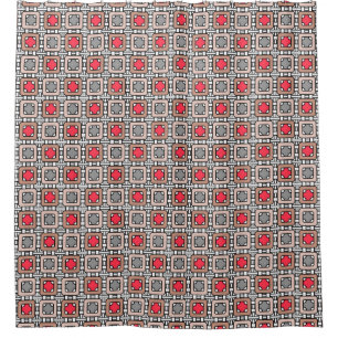 Cortina De Ducha diseño geométrico moderno arte deco gris rojo, bei