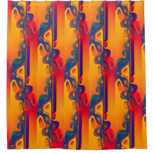 Cortina De Ducha Diseño gráfico - azul rojo transparente 01