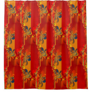 Cortina De Ducha Diseño gráfico inconsútil - naranja rojo I