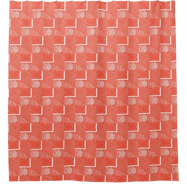 Cortina De Ducha Diseño Mod Chic Coral (Anverso)