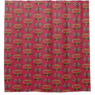 Cortina De Ducha Diseño moderno de amapola a mano Viva Magenta Gold