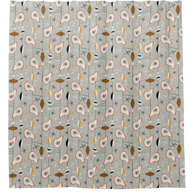 Cortina De Ducha Diseño moderno de los mediados de siglo atómicos (Anverso)