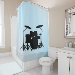 Cortina De Ducha Diseño musical de tambores azul