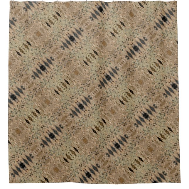 Cortina De Ducha Diseño negro beige terroso (Anverso)