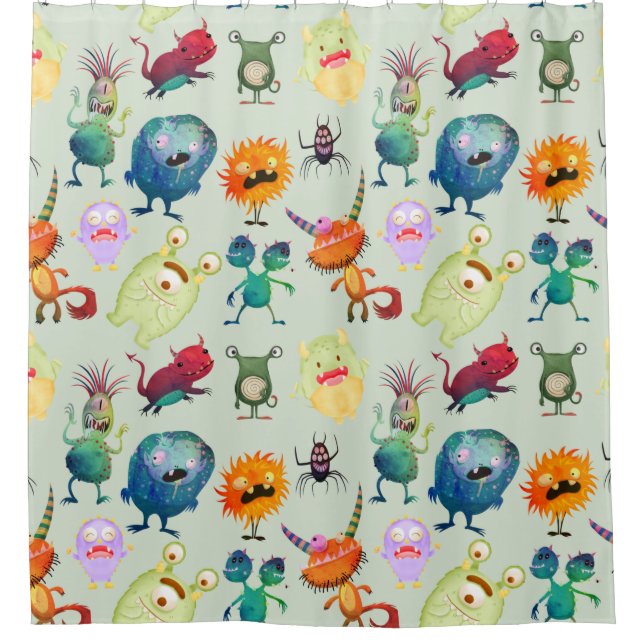 Cortina De Ducha Diseño personalizado de monstruos para niños Tabla (Anverso)