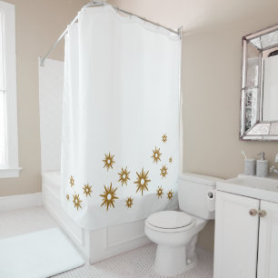 Cortina De Ducha Diseño simple de Starburst Gold Blanco