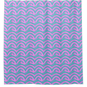 Cortina De Ducha diseño sofisticado de chevrons rosa/turquesa