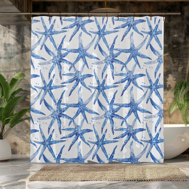 Cortina De Ducha Diseño Starfish azul y blanco (Subido por el creador)