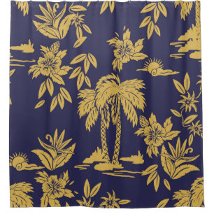 Cortina De Ducha Diseño vintage sin inconvenientes con Hawaii, trop