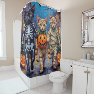 Cortina De Ducha Disfraces de Halloween para gatos siameses haciend
