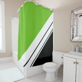 Cortina De Ducha Diversión deportiva Verde lima Negro Blanco Rayas 