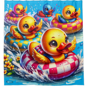 Cortina De Ducha "Diversión sobre la Carreras de goma Ducky"