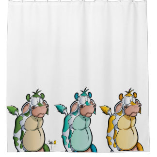 Cortina de ducha divertida de vacas