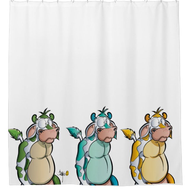 Cortina de ducha divertida de vacas (Anverso)