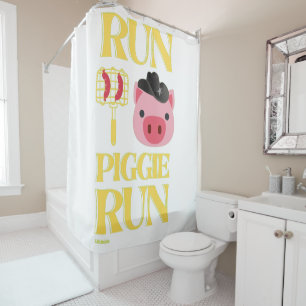 cortina de ducha divertida "RUN PIGGIE"